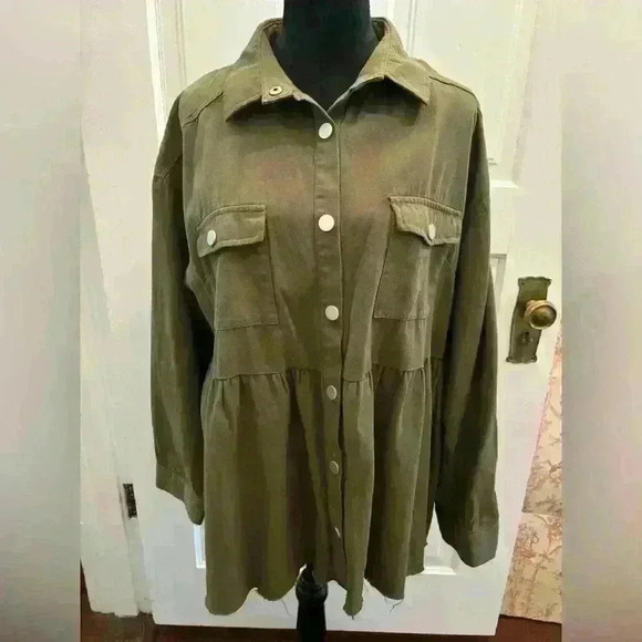 chic soul Womens Sz 2x Cozier Now Jacket, Olive - Picture 2 of 8